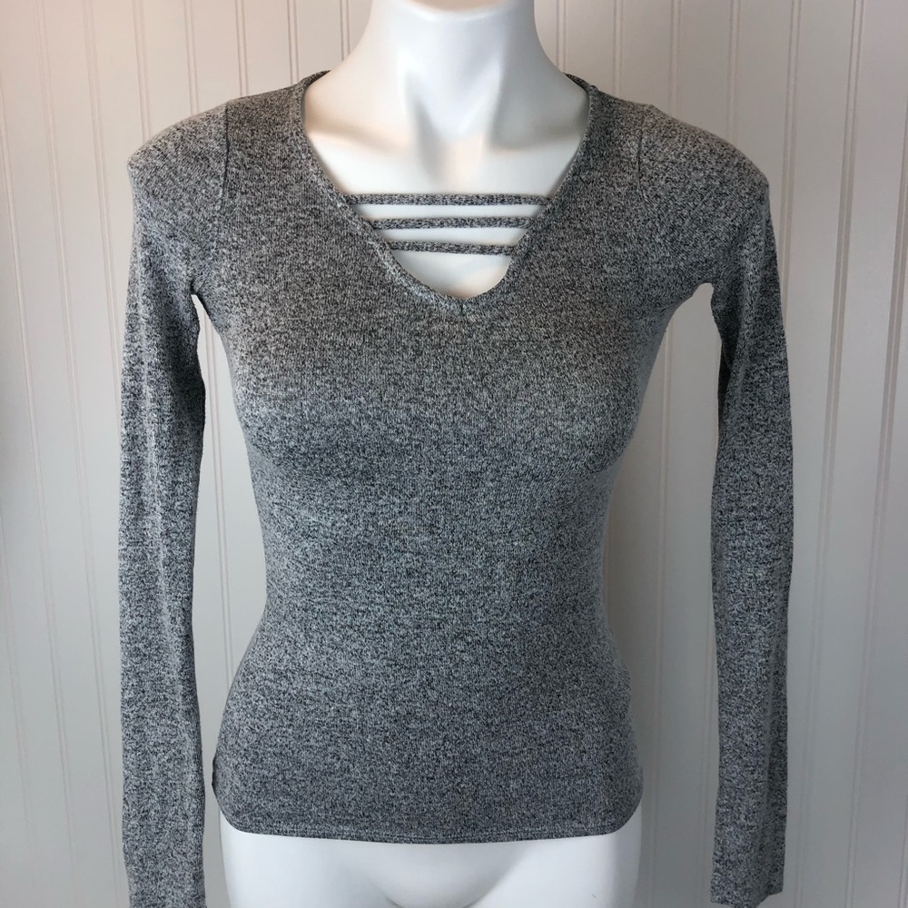 Hollister Gray Lace Up Top
